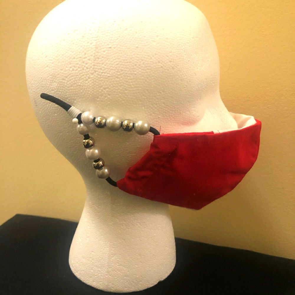 Adult face mask beaded ear strap